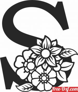 download Monogram Letter S with flowers free ready for cut