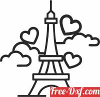 download Eiffel Tower with heart clipart free ready for cut