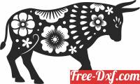download bull with flowers clipart free ready for cut