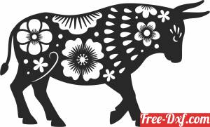 download bull with flowers clipart free ready for cut