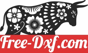 bull with flowers clipart