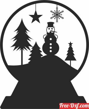 download snowman Globe christmas free ready for cut
