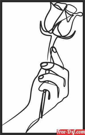 download one line Hand holding flower free ready for cut