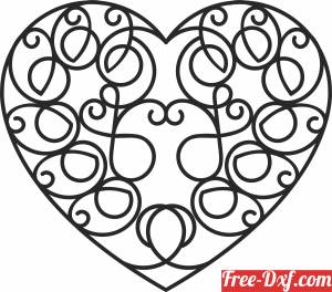 download Decorative one line heart wall art free ready for cut