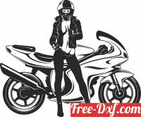 download Sexy Girl and Sport Motorcycle free ready for cut