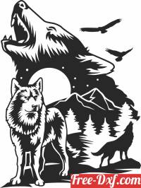 download wolves scene clipart free ready for cut