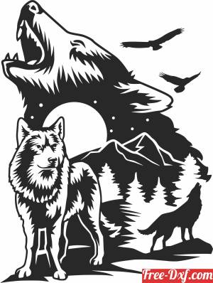 download wolves scene clipart free ready for cut