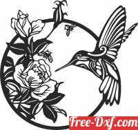 download hummingbird with flowers wall decor free ready for cut