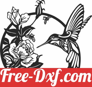 hummingbird with flowers wall decor