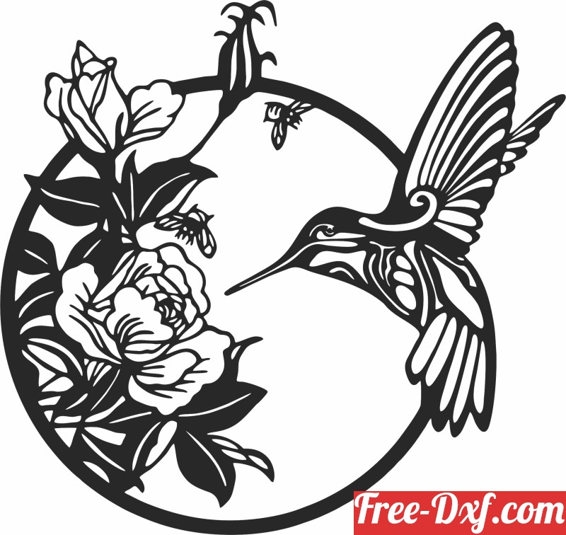 Download hummingbird with flowers wall decor svg bzjej High quali