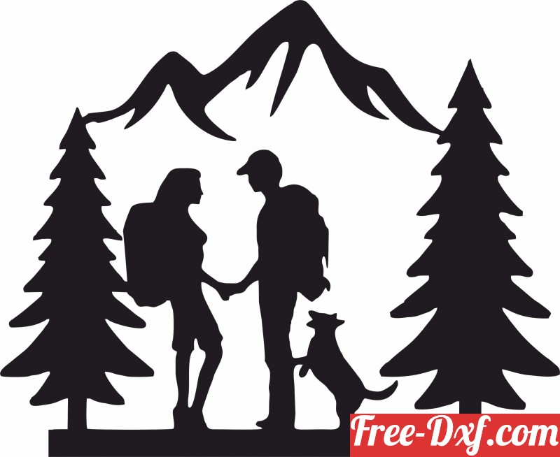 Cute Couple Hiking Silhouette Graphic Graphic by curutdesign · Creative  Fabrica