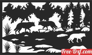 download wolves scene forest art free ready for cut