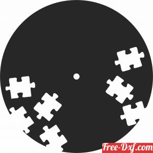 download Wall Clock With Puzzle Pieces free ready for cut