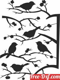download birds on branche tree stakes free ready for cut