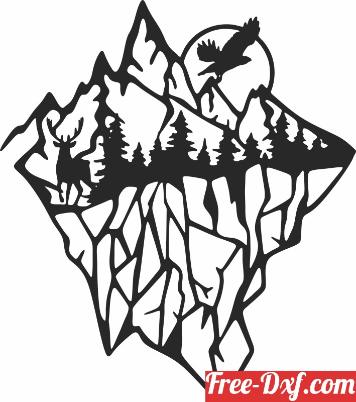 Download Mountain Forest scene chrKD High quality free Dxf files,