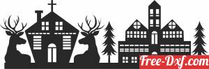 download Christmas house deer clipart free ready for cut