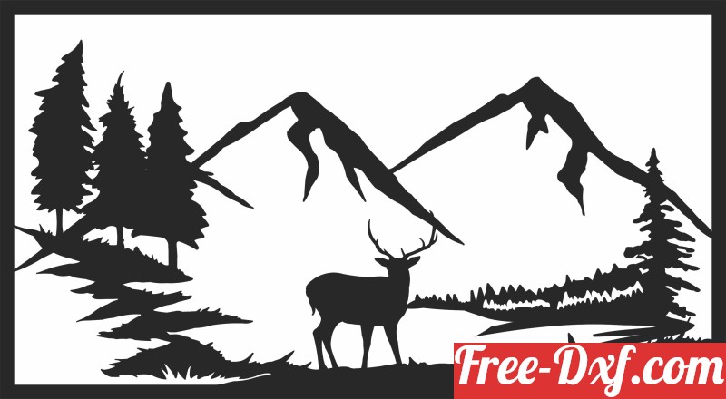 Download outdoor deer scene dxf coRjF High quality free