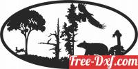 download bear eagle scene forest art free ready for cut