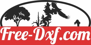 bear eagle scene forest art