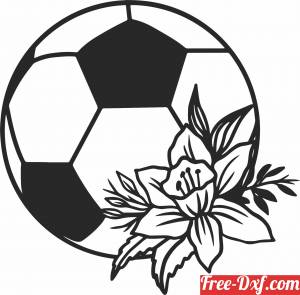 download soccer Ball with flower wall decor free ready for cut