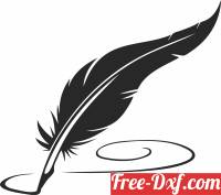download feather pen silhouette free ready for cut