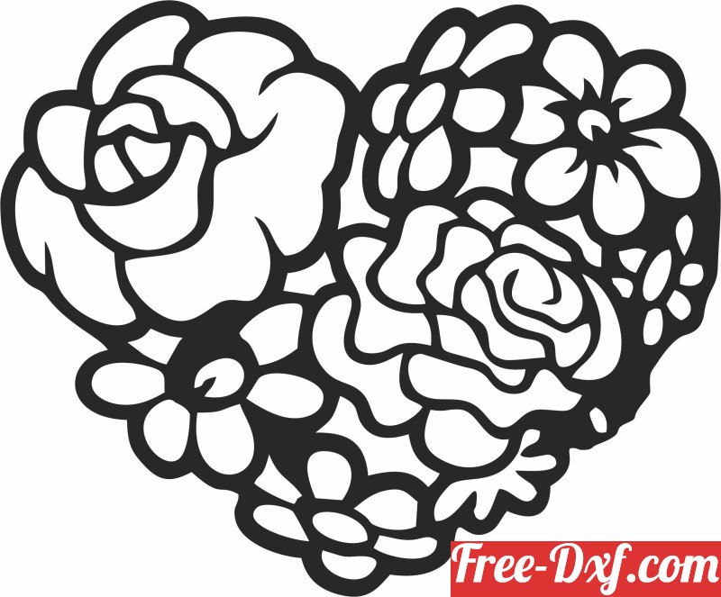 Download floral heart clipart dJgfs High quality free Dxf files,