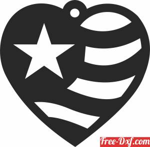 download Heart ornament USA valentines gifts free ready for cut
