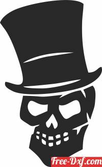 download Halloween Skull Wearing Hat free ready for cut