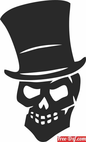 download Halloween Skull Wearing Hat free ready for cut