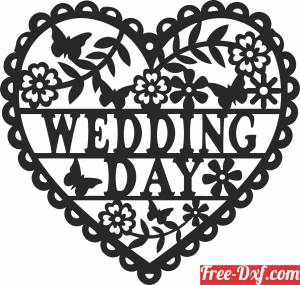 download heart wedding day wall art free ready for cut
