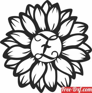 download Monogram Sunflower flower clipart free ready for cut