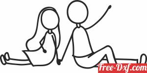 download Stick figure couple in love free ready for cut