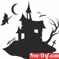 download Halloween witch scary house clipart free ready for cut