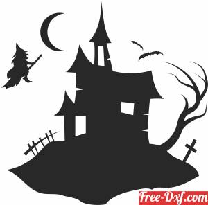 download Halloween witch scary house clipart free ready for cut