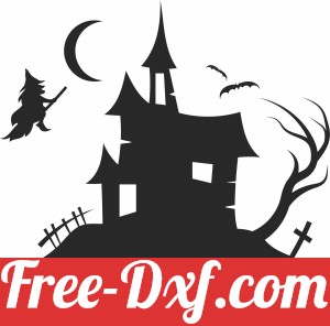 Halloween witch scary house clipart