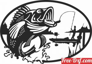 download Fish fishing scene clipart free ready for cut
