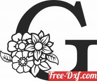 download Monogram Letter G with flowers free ready for cut