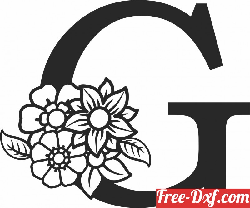 Flower Letter M. Floral Letter SVG PNG, JPEG, eps, ai, pdf and dxf.  Monogram Font. Instant download