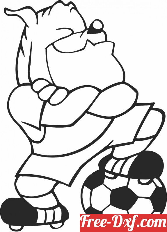 Download Cartoon Dog Football soccer player ejGng High quality fr