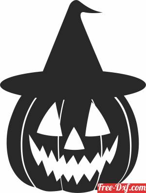 download Halloween pumpkin with hat free ready for cut