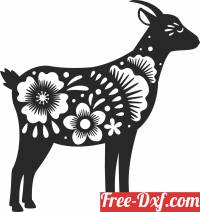 download goat with flowers clipart free ready for cut