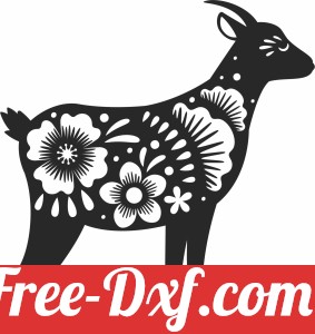 goat with flowers clipart