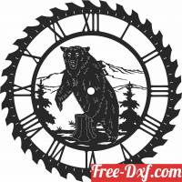 download bear sceen saw wall clock free ready for cut