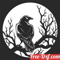 download Black Crow bird On A Tree Branch free ready for cut