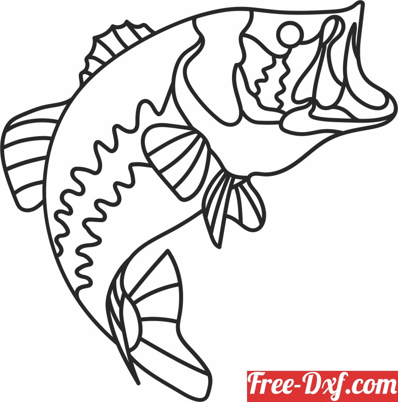 Download one line fish fLlT2 High quality free Dxf files, Svg, Cd