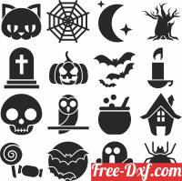 download pack of halloween icons clipart free ready for cut