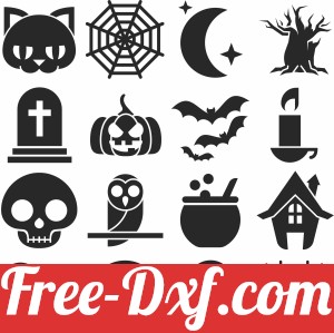 pack of halloween icons clipart