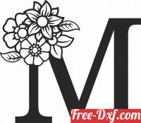 download Monogram Letter M with flowers free ready for cut
