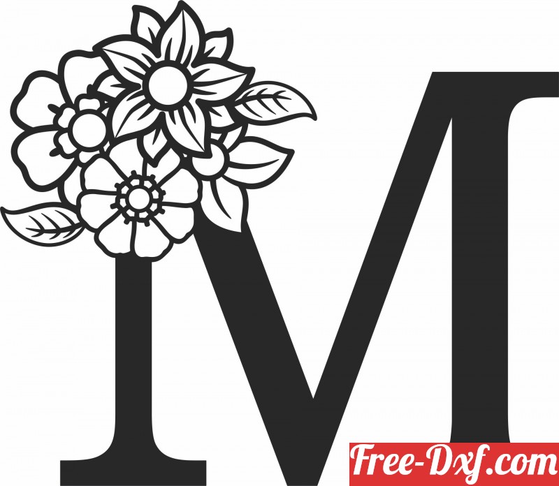 Vintage floral monogram letter m Royalty Free Vector Image