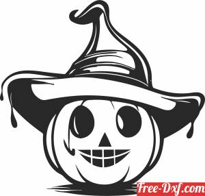 download Pumpkin with hat art free ready for cut